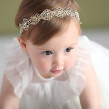 Load image into Gallery viewer, New Hair Accessories Girls Turban Headwear Baby Headband Bow Pearl Lace Hair Band Headband White Solid Lovely Band