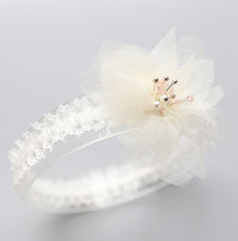 Load image into Gallery viewer, New Hair Accessories Girls Turban Headwear Baby Headband Bow Pearl Lace Hair Band Headband White Solid Lovely Band