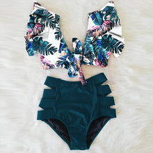 Load image into Gallery viewer, High Waist Bikini 2020 Ruffle Swimwear Women Print Sexy Swimsuit Push Up Bikinis Plus Size Bathing Suits Floral Beach Wear