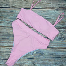 Load image into Gallery viewer, Sexy High Waist Bikini Set Swimsuit Popular Swimming Suit Biquini Two Pieces Solid High Quality Swimwear Women Fashion Beachwear