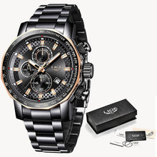 Load image into Gallery viewer, Relogio Masculino LIGE New Sport Chronograph Mens Watches Top Brand Luxury Full Steel Quartz Clock Waterproof Big Dial Watch Men