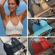 Load image into Gallery viewer, 2020 New Triangle Bikini Top Woman Hollow Out Swimsuit Crochet Black Bikini Top Sexy Swimming Bra Large Female Swimwear S M L XL