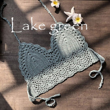Load image into Gallery viewer, 2020 New Triangle Bikini Top Woman Hollow Out Swimsuit Crochet Black Bikini Top Sexy Swimming Bra Large Female Swimwear S M L XL