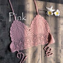 Load image into Gallery viewer, 2020 New Triangle Bikini Top Woman Hollow Out Swimsuit Crochet Black Bikini Top Sexy Swimming Bra Large Female Swimwear S M L XL