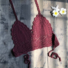 Load image into Gallery viewer, 2020 New Triangle Bikini Top Woman Hollow Out Swimsuit Crochet Black Bikini Top Sexy Swimming Bra Large Female Swimwear S M L XL
