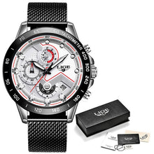 Load image into Gallery viewer, LIGE Men Watches Top Brand Luxury Stainless Steel Blue Waterproof Quartz Watch Men Fashion Chronograph Male Sport Military Watch