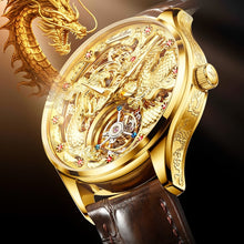 Load image into Gallery viewer, 100% Genuine Tourbillon Movement Men's Watch - Leather strap with sapphires. Montre Tourbillon 3177