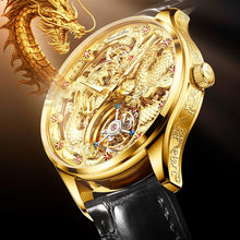 Load image into Gallery viewer, 100% Genuine Tourbillon Movement Men's Watch - Leather strap with sapphires. Montre Tourbillon 3177