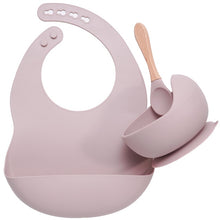 Load image into Gallery viewer, BPA Free Baby Silicone Tableware Waterproof Bib Flexible Saliva Towel Solid Color Sucker Bowl And Spoon For Children