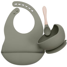 Load image into Gallery viewer, BPA Free Baby Silicone Tableware Waterproof Bib Flexible Saliva Towel Solid Color Sucker Bowl And Spoon For Children