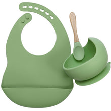 Load image into Gallery viewer, BPA Free Baby Silicone Tableware Waterproof Bib Flexible Saliva Towel Solid Color Sucker Bowl And Spoon For Children