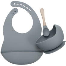 Load image into Gallery viewer, BPA Free Baby Silicone Tableware Waterproof Bib Flexible Saliva Towel Solid Color Sucker Bowl And Spoon For Children