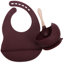 Load image into Gallery viewer, BPA Free Baby Silicone Tableware Waterproof Bib Flexible Saliva Towel Solid Color Sucker Bowl And Spoon For Children