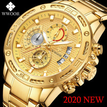 Load image into Gallery viewer, Luxury Gold on Stainless Steel Quartz Watch Men Waterproof Sport Chronograph