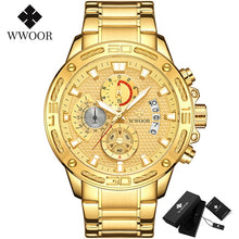 Load image into Gallery viewer, Luxury Gold on Stainless Steel Quartz Watch Men Waterproof Sport Chronograph
