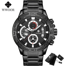 Load image into Gallery viewer, Luxury Gold on Stainless Steel Quartz Watch Men Waterproof Sport Chronograph