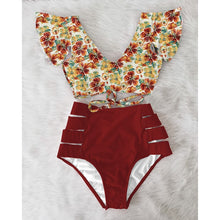 Load image into Gallery viewer, High Waist Bikini 2020 Ruffle Swimwear Women Print Sexy Swimsuit Push Up Bikinis Plus Size Bathing Suits Floral Beach Wear
