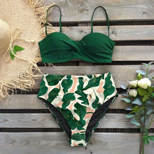 Load image into Gallery viewer, 2020 Sexy Leaf Print Bikini Female Swimsuit Women Swimwear Thong Push Up Bikinis Set High Waist Swimming Suits for Bathing Suit