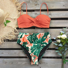 Load image into Gallery viewer, 2020 Sexy Leaf Print Bikini Female Swimsuit Women Swimwear Thong Push Up Bikinis Set High Waist Swimming Suits for Bathing Suit