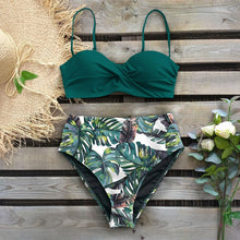 Load image into Gallery viewer, 2020 Sexy Leaf Print Bikini Female Swimsuit Women Swimwear Thong Push Up Bikinis Set High Waist Swimming Suits for Bathing Suit