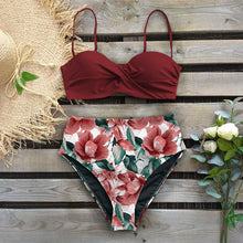 Load image into Gallery viewer, 2020 Sexy Leaf Print Bikini Female Swimsuit Women Swimwear Thong Push Up Bikinis Set High Waist Swimming Suits for Bathing Suit