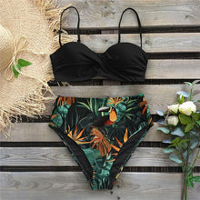 Load image into Gallery viewer, 2020 Sexy Leaf Print Bikini Female Swimsuit Women Swimwear Thong Push Up Bikinis Set High Waist Swimming Suits for Bathing Suit
