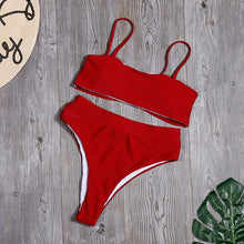 Load image into Gallery viewer, Minimalism Le Solid Swimwear High Waist Bikini Set New Brazilian Women Bikinis Swimsuit Female Bathing Suit Sexy Beach Wear
