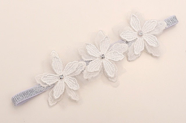 New Hair Accessories Girls Turban Headwear Baby Headband Bow Pearl Lace Hair Band Headband White Solid Lovely Band