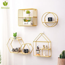 Load image into Gallery viewer, Hot Wooden Gold Storage Racks Hanging Decor Storage Box Flower Pot House Storage Rack Wall Book Figurines Display Crafts Shelves
