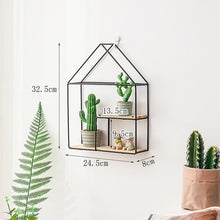 Load image into Gallery viewer, Hot Wooden Gold Storage Racks Hanging Decor Storage Box Flower Pot House Storage Rack Wall Book Figurines Display Crafts Shelves
