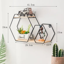 Load image into Gallery viewer, Hot Wooden Gold Storage Racks Hanging Decor Storage Box Flower Pot House Storage Rack Wall Book Figurines Display Crafts Shelves
