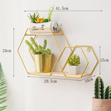 Load image into Gallery viewer, Hot Wooden Gold Storage Racks Hanging Decor Storage Box Flower Pot House Storage Rack Wall Book Figurines Display Crafts Shelves
