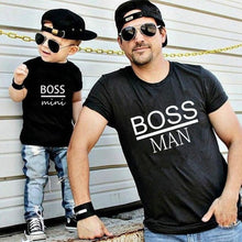 Load image into Gallery viewer, BOSS MAN and BOSS mini Little print Family Matching Father Son Kids Clothes Baby boy  Father and Son Family Look Summer Clothes
