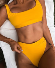 Load image into Gallery viewer, 2020 High Waist Bathing Suits Push Up Sexy Yellow Swimsuit Women Sport Crop Bikini Sets Woman Beach Swimwear Brazilian Clothes
