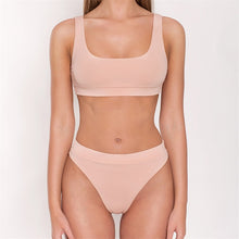 Load image into Gallery viewer, 2020 High Waist Bathing Suits Push Up Sexy Yellow Swimsuit Women Sport Crop Bikini Sets Woman Beach Swimwear Brazilian Clothes

