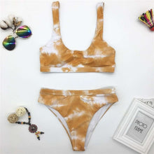 Load image into Gallery viewer, 2020 High Waist Bathing Suits Push Up Sexy Yellow Swimsuit Women Sport Crop Bikini Sets Woman Beach Swimwear Brazilian Clothes
