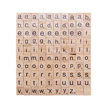 Load image into Gallery viewer, 100pcs/lot Wooden Scrabble Letters Wooden Alphabet Scrabble Black Letters And Numbers Digital Puzzle Wooden Toys for Kids Favors
