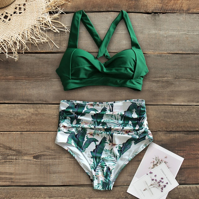 Sexy High Waist Bikini 2020 Halter Plus Size Swimwear Women Swimsuit Female Bikini Set Bodysuit Bathing Suit Summer Biquini XXL