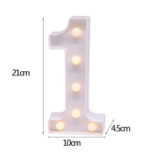 Load image into Gallery viewer, Luminous 26 English Alphabet Shiny LED Night Lamp 0-9 Digital Creative LED Night Light New Years Wedding Party Letter Decoration
