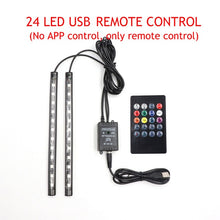 Load image into Gallery viewer, LED Car Foot Light Ambient Lamp With USB Wireless Remote Music Control Multiple Modes Automotive Interior Decorative Lights
