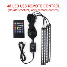 Load image into Gallery viewer, LED Car Foot Light Ambient Lamp With USB Wireless Remote Music Control Multiple Modes Automotive Interior Decorative Lights
