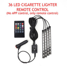 Load image into Gallery viewer, LED Car Foot Light Ambient Lamp With USB Wireless Remote Music Control Multiple Modes Automotive Interior Decorative Lights
