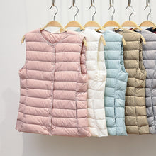 Load image into Gallery viewer, Ultralight Down Vest Women 2020 New Single-breasted Sleeveless Women Duck Down Waistcoat Puffy Padded Warm Vest Jacket
