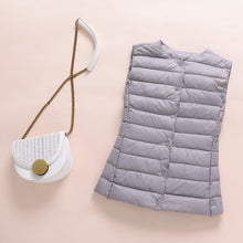 Load image into Gallery viewer, Ultralight Down Vest Women 2020 New Single-breasted Sleeveless Women Duck Down Waistcoat Puffy Padded Warm Vest Jacket
