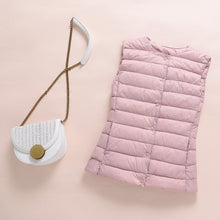 Load image into Gallery viewer, Ultralight Down Vest Women 2020 New Single-breasted Sleeveless Women Duck Down Waistcoat Puffy Padded Warm Vest Jacket
