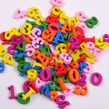 Load image into Gallery viewer, 100Pcs Cute Letters Numbers Wooden Alphabet Embellishments Scrabble Scrapbooking Craft Cardmaking Supplies DIY  Digital Display

