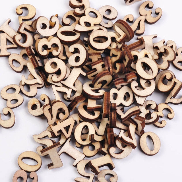 100Pcs Cute Letters Numbers Wooden Alphabet Embellishments Scrabble Scrapbooking Craft Cardmaking Supplies DIY  Digital Display