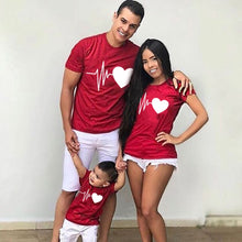 Load image into Gallery viewer, Heartbeat Outfits Christmas Family Matching T-shirt lovely Mom Dad Kids Me Baby Outfit Mother Daughter Son Girl Boys Clothes
