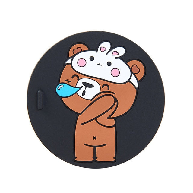 Cartoon Silicone Car Mug Coaster Portable Home Office Milk Coffee Mug Cup Mat Non-slip Car Cup Mats Cute Animals Cup Pad Coaster