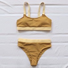 Load image into Gallery viewer, INGAGA High Waist Bikinis 2021 Swimsuits Bandeau Swimwear Women Splicing Biquini Beachwear Sports Ribbed Bathing Suits New
